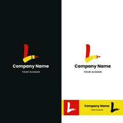 Letter L Initial with paint brush icon for paint and decoration business logo concept vector template