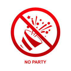 No party sign isolated on white background vector illustration.