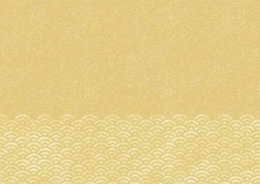 白金の和紙に透かされた青海波模様、日本の伝統背景素材