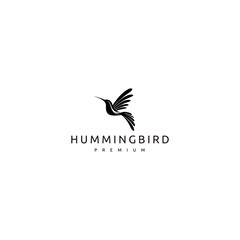 Beauty Humming Bird Silhouette Isolated White Background Vector Logo Design