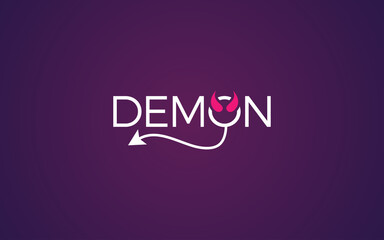 Word mark logo icon formed demon eye symbol in letter o