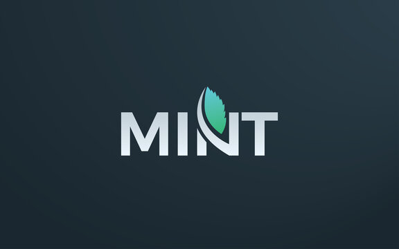 Word mark logo icon formed mint leaves in letter N