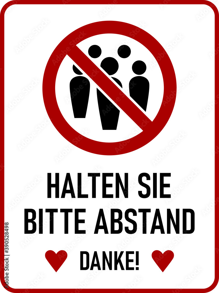 Poster halten sie bitte abstand danke (