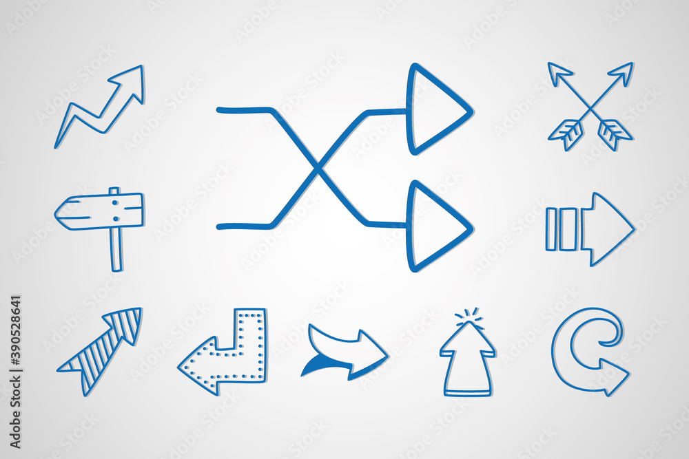 Poster random arrows and arrows icon set