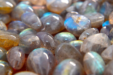 Beautiful and rare labradorite Lay on the ground