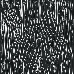 Dark wood texture, black and white monochrome seamless pattern. doodle sketch style vector illustration. Design for web and mobile app.
