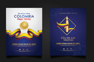 Set Colombia Day background template.