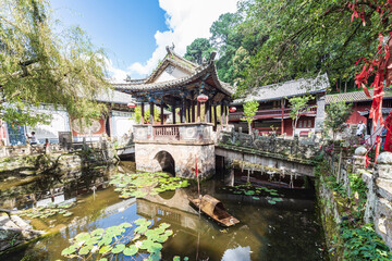 Fototapeta premium Wenlong Pavilion in Wenchang Palace, Weibao Mountain, Dali, Yunnan, China