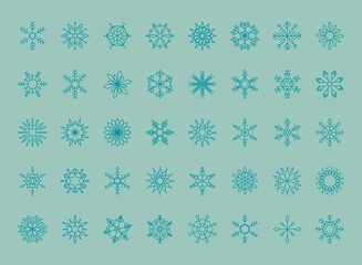 snowflakes icon set, line style