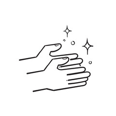 hand drawn clean shiny hands icon, care and hygiene for hand, sanitizer symbol isolated.