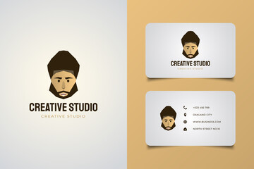 Man Logo or Icon with Afro Hair. Man logo with beard, mustache, and afro hair for your business
