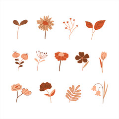 Obraz premium Floral Doodle set. Great for invitation, greeting card, packages, wrapping, premade logo, business card, stationery, etc.