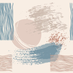 Seamless pattern for social media platform stories. Banner with abstract shapes, textures, plants, and spots. Visual design for your online communities, personal blog, store, and advertising. Vector.