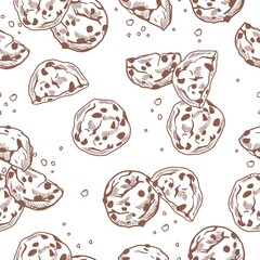 My Delicious Chocolate Chip Cookies Vector illustration Seamless Pattern