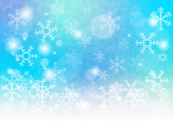 クリスマス　雪　青　キラキラ　光　背景　壁紙