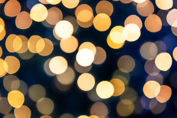 Warm golden bokeh lights background