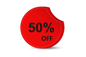 Sale 50% OFF discount symbol, Red tag discount for web site