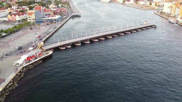Aerial View of St Anna Bay, Punda, Otrobanda, and Queen Emma Bridge Curaçao /Caribbean /Dutch Antilles