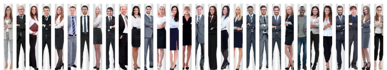 panoramic collage of groups of successful employees.