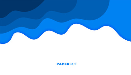 blue papercut style wavy abstract background design
