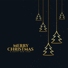 merry christmas celebration background with hanging golden tree