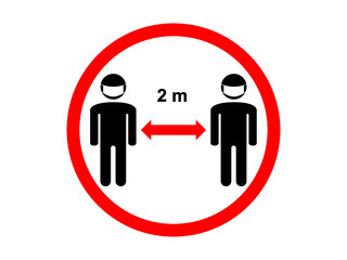 COVID-19 safety social distance 2 meters sign