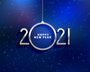 happy 2021 new year card in silver 3d style