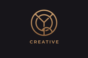 Abstract initial letter Q and Y logo,usable for branding and business logos, Flat Logo Design Template, vector illustration