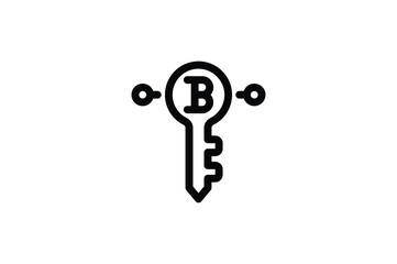 Bitcoin Outline Icon - Bitcoin Key
