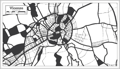 Vicenza Italy City Map in Black and White Color in Retro Style. Outline Map.