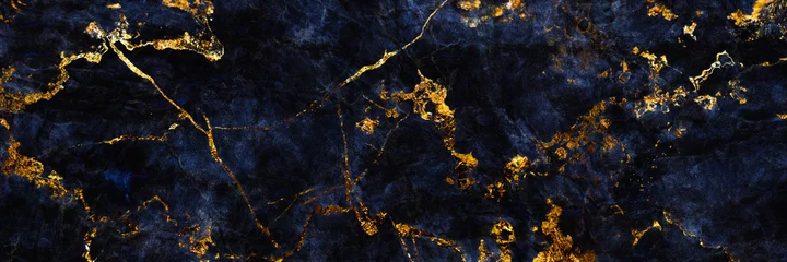 Foto auf Acrylglas Marmor Blauer Marmor-Texturhintergrund mit goldenen Adern, italienische Marmorplatte mit hoher Auflösung, Nahaufnahme-Oberflächen-Grunge-Stein-Textur, polierter Naturgranit-Marbel für keramische digitale Wandfliesen.