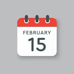 Icon day date 15 February, template calendar page