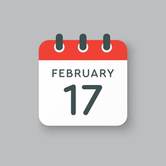 Icon day date 17 February, template calendar page