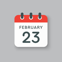 Icon day date 23 February, template calendar page