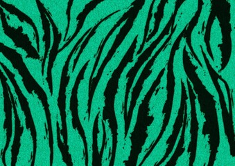 トラ柄　タイガー　背景 模様 テキスタイル イラスト　緑 - obrazy, fototapety, plakaty