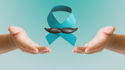 November prostate cancer awareness month blue ribbon. men cancer prevention