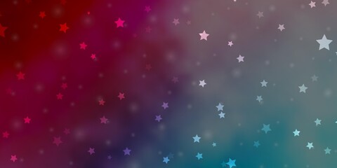 Light Blue, Red vector layout with bright stars.