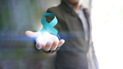 November prostate cancer awareness month blue ribbon. men cancer prevention
