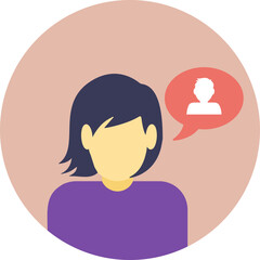 
Speech bubble, flat icon talking girl 
