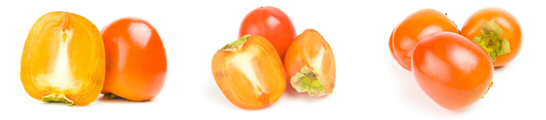 Collage of kaki close-up isolated on white background