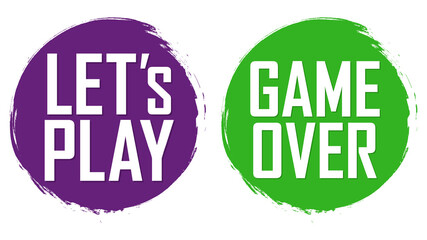 Let’s Play, Game over, banners design template, vector illustration