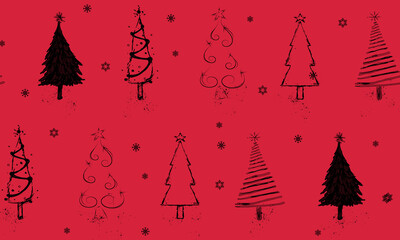 Seamless set of Christmas trees pattern.