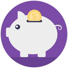 
Piggy bank, money saving flat icon
