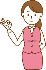 オフィスレディーのイメージイラスト（OKのポーズ）