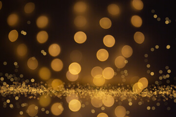 Christmas and Happy New Year on blurred bokeh background, radiance, shimmer and glitter