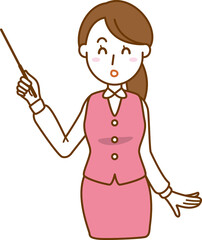 オフィスレディーのイメージイラスト（ポインティング）