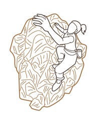 Hiker climbing mountain hiking cartoon graphic vector