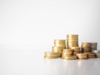 Savings that were piled up in layers White background