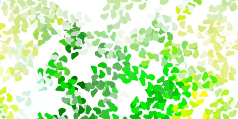 Light green, yellow vector texture with memphis shapes.