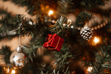 Christmas tree decoration with little gifts